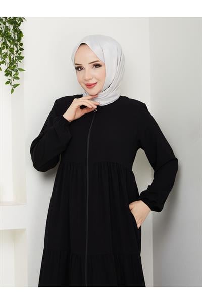 ÜÇ KATLI BÜZGÜ DETAYLI MEDİNE İPEĞİ FERACE