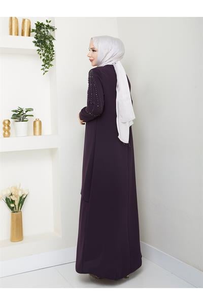 Yelpaze Taşlı Büyük Beden Anne Elbisesi