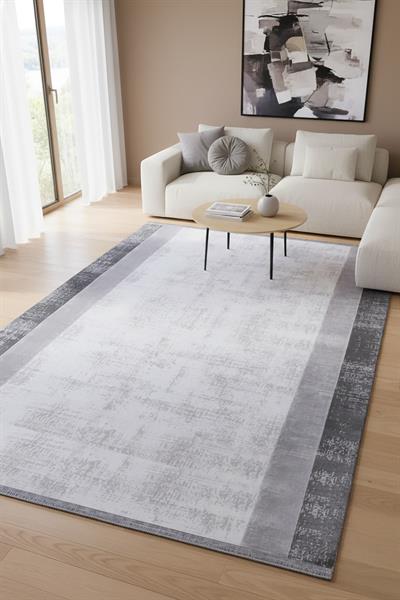 Akrilik Gri Şerit Detay Antibakteriyel Kesme Halı