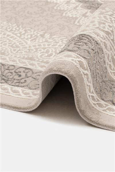 Antrasit Klasik Göbekli Lazer Kesim Çerçeveli Cashmira Halı