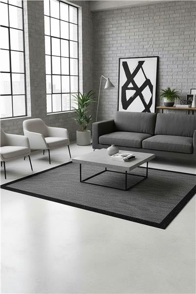 Antrasit Kolay Temizlenen Balık Sırtı Sisal Halı