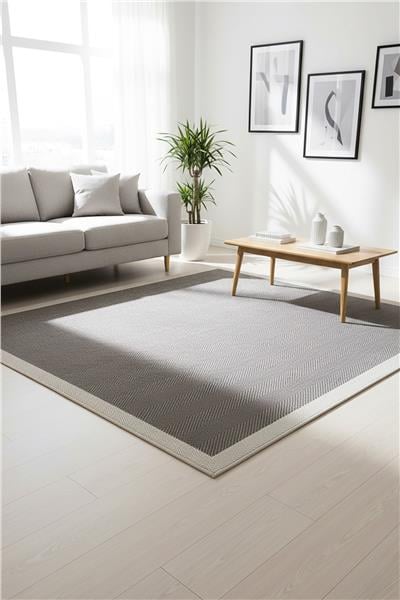 Antrasit Kolay Temizlenen Hasır Doku Balık Sırtı Sisal Halı