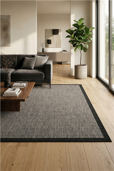 Antrasit Kolay Temizlenen Hasır Doku Sisal Halı