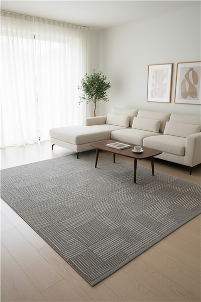 Antrasit Pera Kabartma Bukle Dokuma Desenli Halı