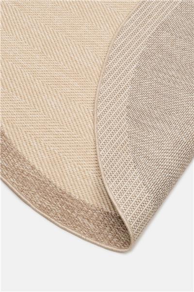 Bej Balıksırtı Dokumalı Yuvarlak Sisal Halı
