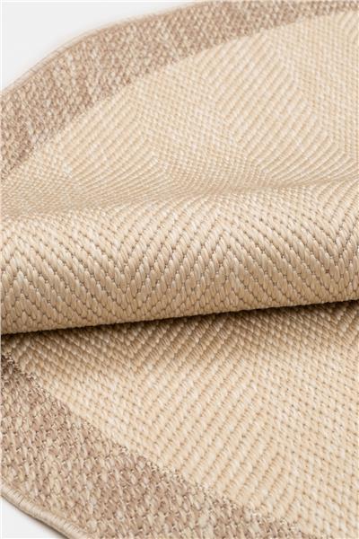 Bej Balıksırtı Dokumalı Yuvarlak Sisal Halı