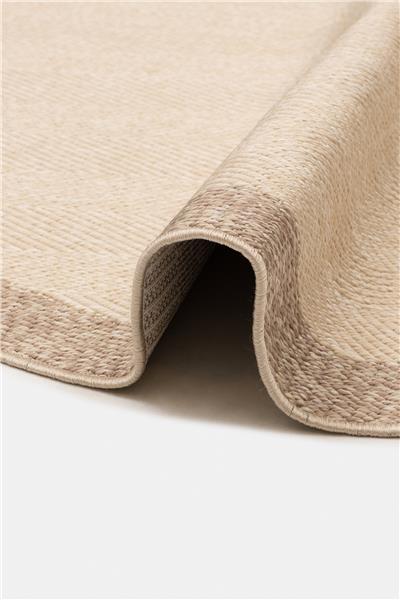 Bej Balıksırtı Dokumalı Yuvarlak Sisal Halı