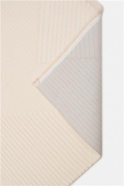 Bej Cashmira Geometrik Kabartma Desenli Modern Halı