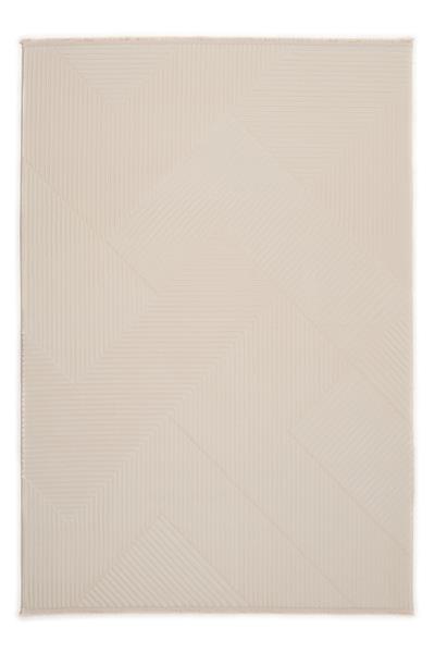 Bej Cashmira Geometrik Kabartma Desenli Modern Halı