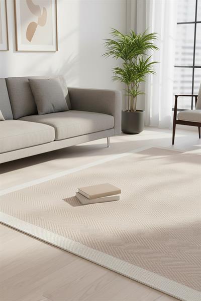 Bej Kolay Temizlenen Hasır Doku Balık Sırtı Sisal Halı