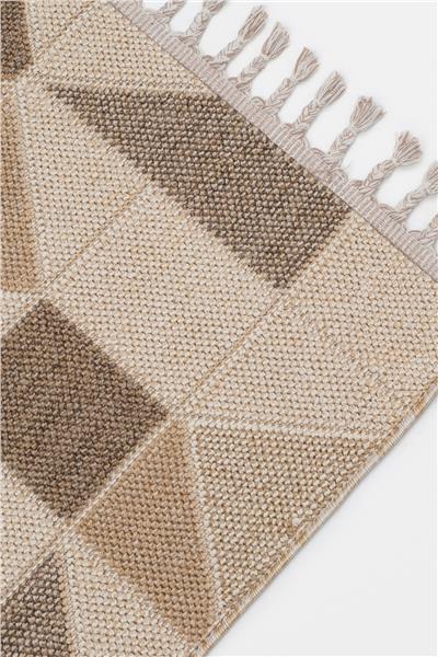 Bej Örgü Desen Kesme Pera Bukle Halı