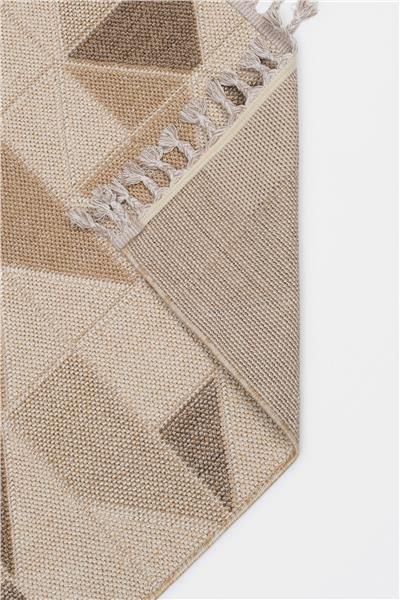 Bej Örgü Desen Kesme Pera Bukle Halı