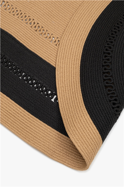 Bej-Siyah Noir Oval Çift Taraflı Jüt Halı