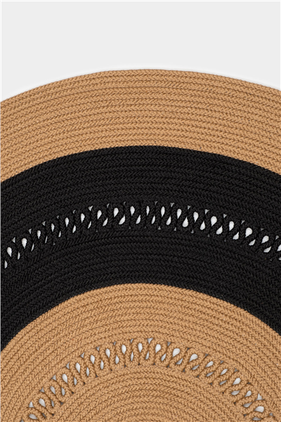 Bej-Siyah Noir Yuvarlak Çift Taraflı Jüt Halı