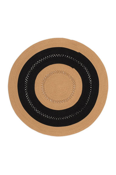 Bej-Siyah Noir Yuvarlak Çift Taraflı Jüt Halı