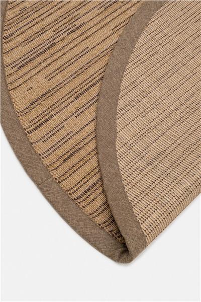 Bej-Taba Bordürlü Antialerjik Yuvarlak Sisal Halı