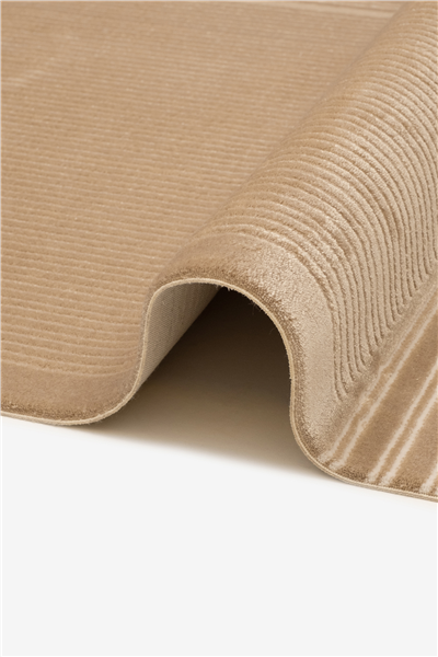 Bej Vellora Axis Geometrik Çizgi Desenli Akrilik Halı