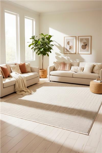 Bej Yumuşak Dokuma Kesme Perla Halı