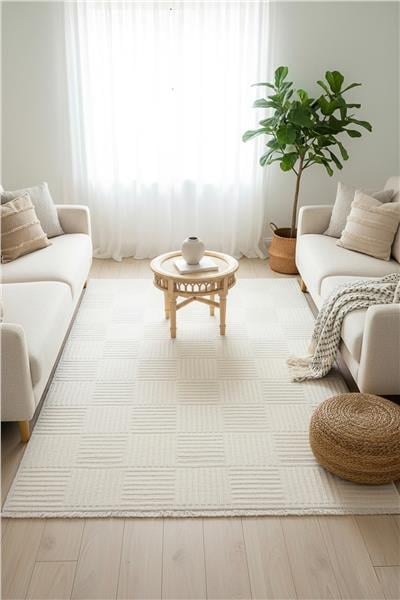 Bej Yumuşak Tuşeli Modern Lupi Kesme Halı