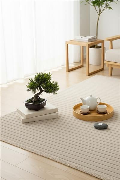 Bej Yumuşak Tuşeli Modern Petra Kesme Halı