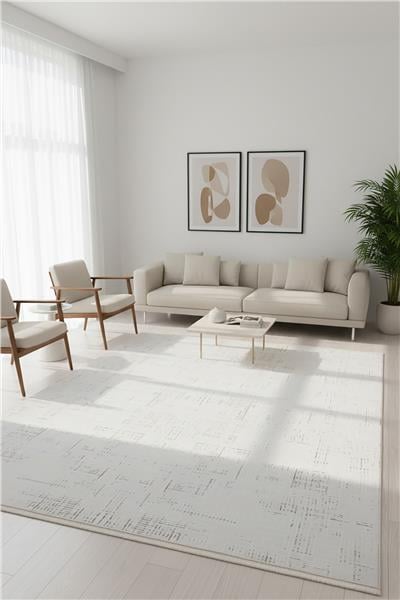 Bej Yumuşak Ve Parlak Tuşeli Makinede Yıkanabilir Saten Bambu Halı