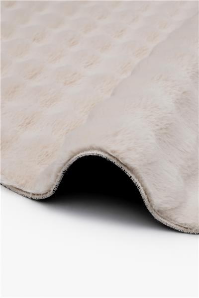 Buble Bej Saggy Makinede Yıkanabilir Yuvarlak Peluş Post Halı