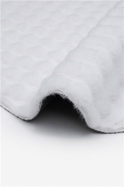 Buble Beyaz Saggy Makinede Yıkanabilir Yuvarlak Peluş Post Halı