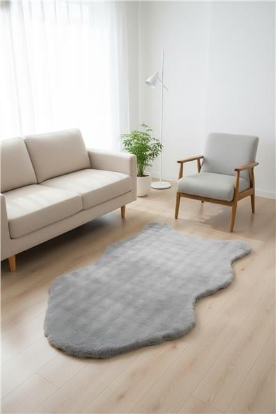 Buble Gri Saggy Makinede Yıkanabilir Peluş Post Halı