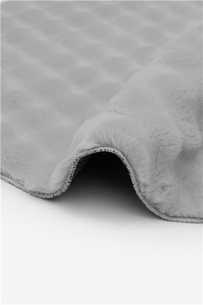 Buble Gri Saggy Makinede Yıkanabilir Yuvarlak Peluş Post Halı