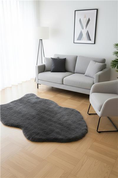 Buble Siyah Saggy Makinede Yıkanabilir Peluş Post Halı