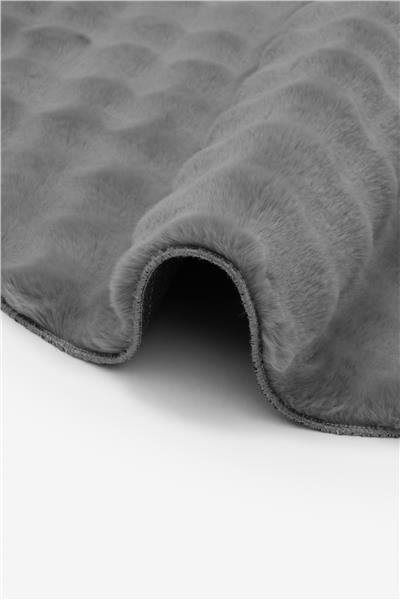 Buble Siyah Saggy Makinede Yıkanabilir Yuvarlak Peluş Post Halı