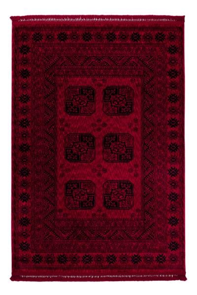 Buhara Kırmızı Bohem Kaymaz Tabanlı Afgan Halısı