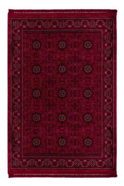 Buhara Kırmızı Bohem Kaymaz Tabanlı Afgan Halısı