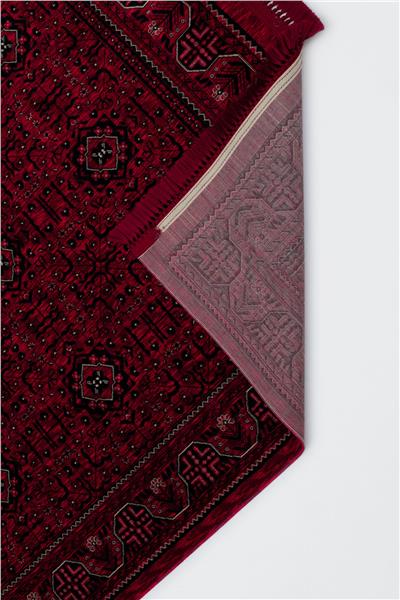 Buhara Kırmızı Bohem Kaymaz Tabanlı Afgan Halısı