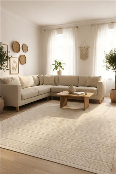 Cashmira Bej Kaymaz Tabanlı Bohem Halı