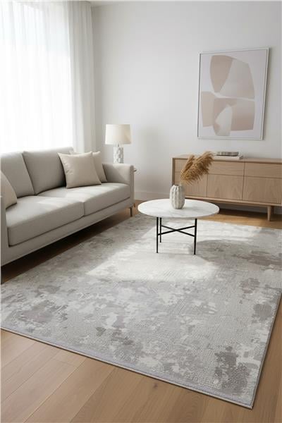 Cashmira Gri Desenli Kaymaz Taban Dikdörtgen Halı