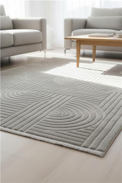 Cashmira Gri Etnik Desen Kaymaz Tabanlı Antibakteriyel Bohem Halı