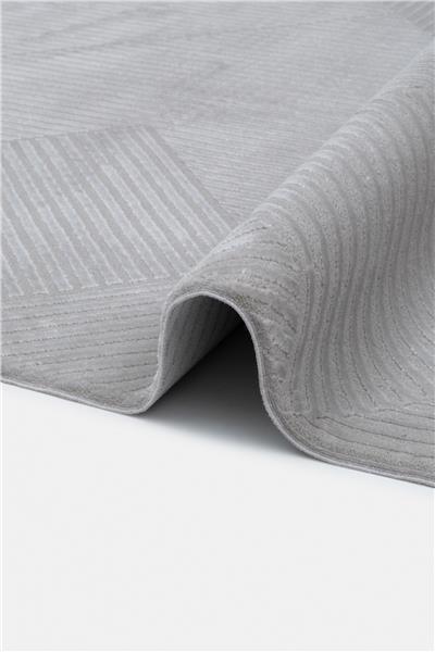 Cashmira Gri Geometrik Desen Kaymaz Tabanlı Antibakteriyel Halı