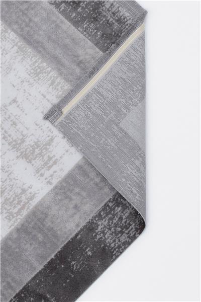 Akrilik Gri Şerit Detay Antibakteriyel Halı