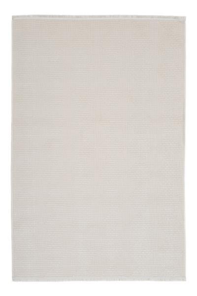 Deco Bej Dokulu Çizgi Desenli Antibakteriyel Bohem Halı