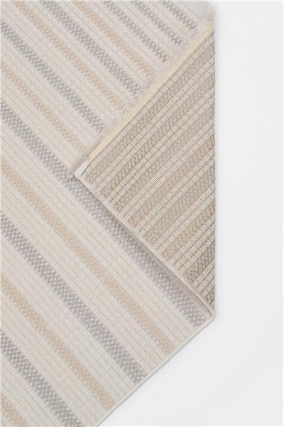 Deco Gri Dokulu Çizgi Desenli Antibakteriyel Bohem Halı