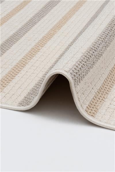 Deco Gri Dokulu Çizgi Desenli Antibakteriyel Bohem Halı