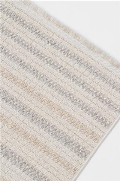 Deco Gri Dokulu Çizgi Desenli Antibakteriyel Bohem Halı