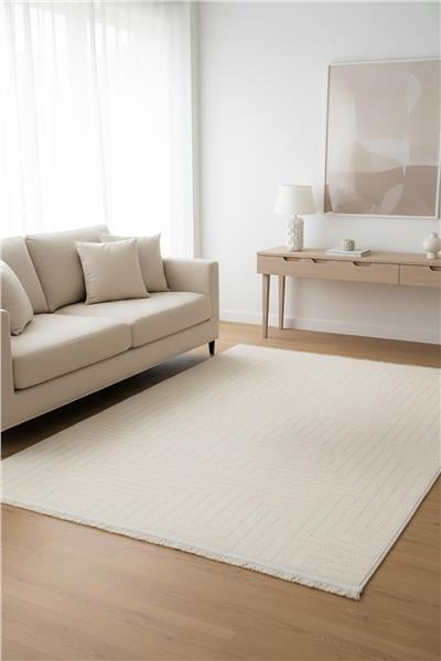 Ekru Yumuşak Dokuma Kesme Perla Halı