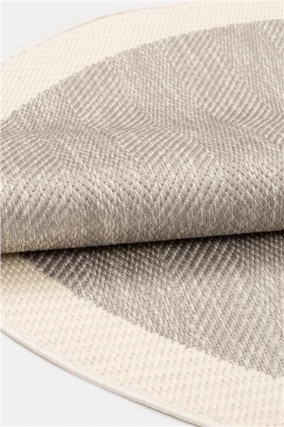 Gri Balıksırtı Dokumalı Yuvarlak Sisal Halı