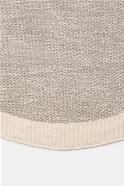 Gri Balıksırtı Dokumalı Yuvarlak Sisal Halı
