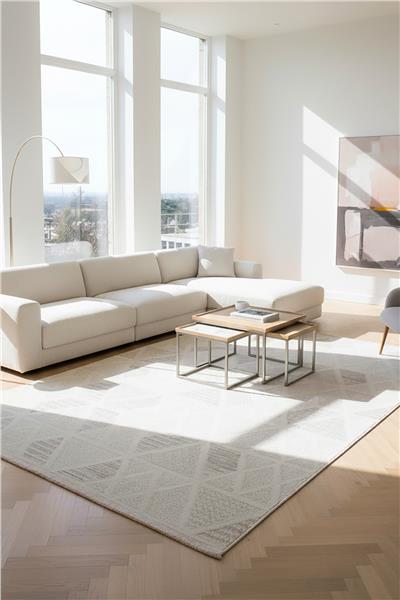 Gri Dokulu Modern İskandinav Halı