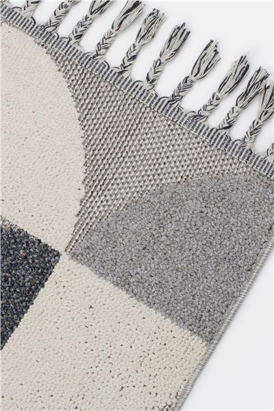 Gri Geometrik Desen İskandinav Salon Halısı