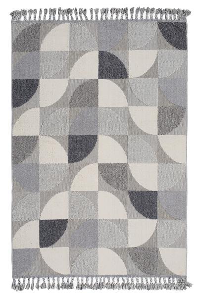 Gri Geometrik Desen İskandinav Salon Halısı