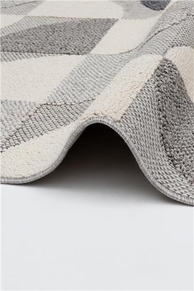 Gri Geometrik Desen İskandinav Salon Halısı
